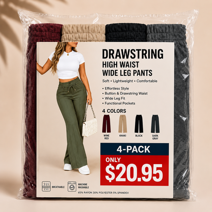 💥Last Day Promotion💥New Autumn Drawstring High Waist Wide Leg Pants