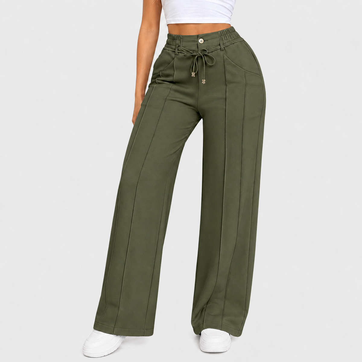 💥Last Day Promotion💥New Autumn Drawstring High Waist Wide Leg Pants