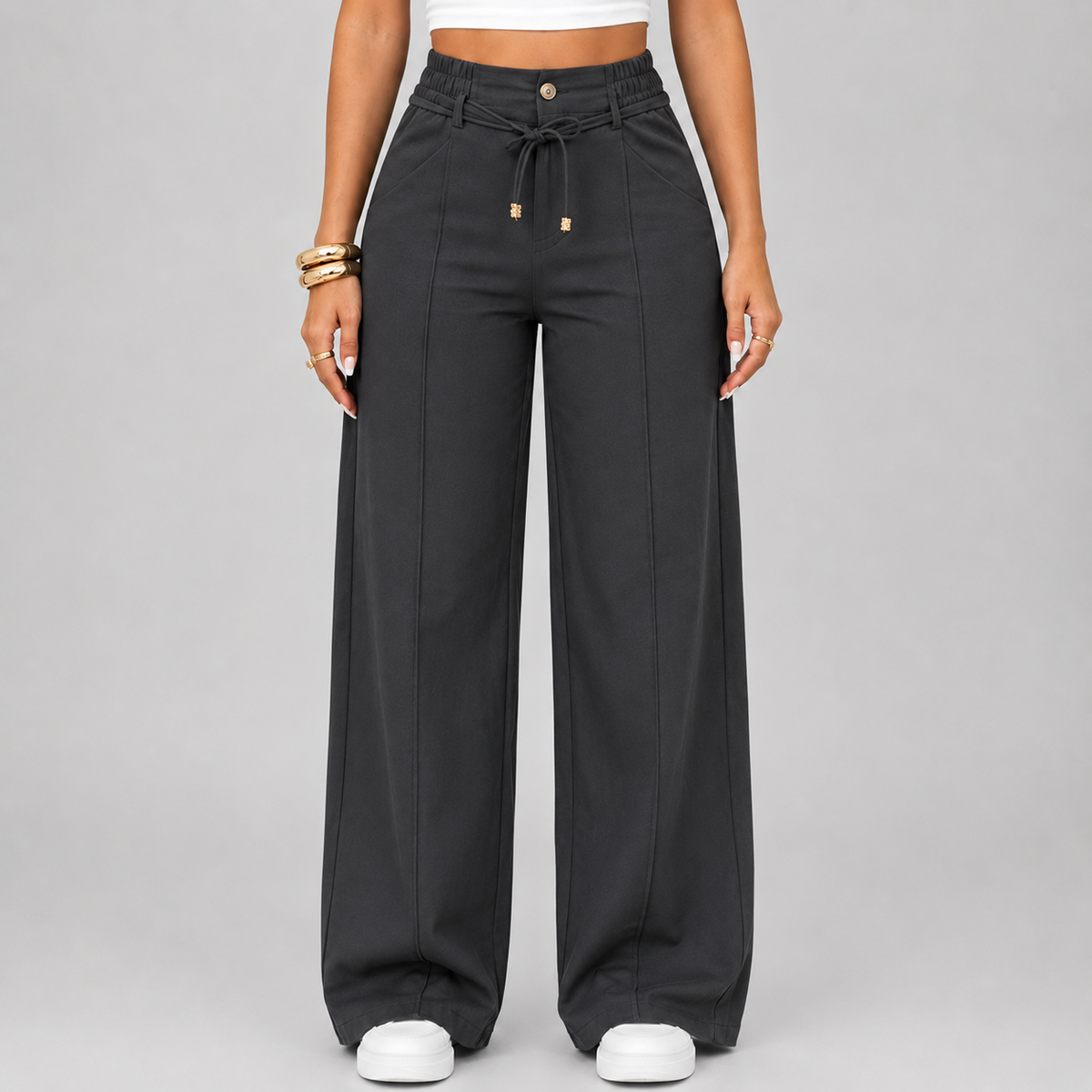 💥Last Day Promotion💥New Autumn Drawstring High Waist Wide Leg Pants