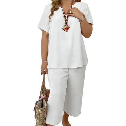 Women's Relaxed 2PC Outfit – Easy Fit Top & Flowy Pants