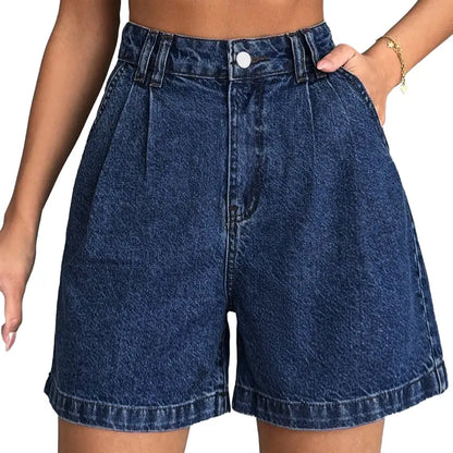 Women's High-Waisted A-Line Denim Bermuda Shorts ✨ Stretchy Casual Summer Essential