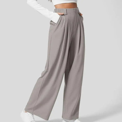 Flex High Waisted Pocket Wide Leg Waffle Work Pants