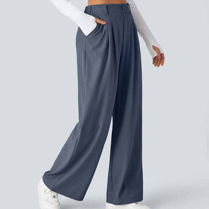 High Waisted Pocket Wide Leg Waffle Work Pants
