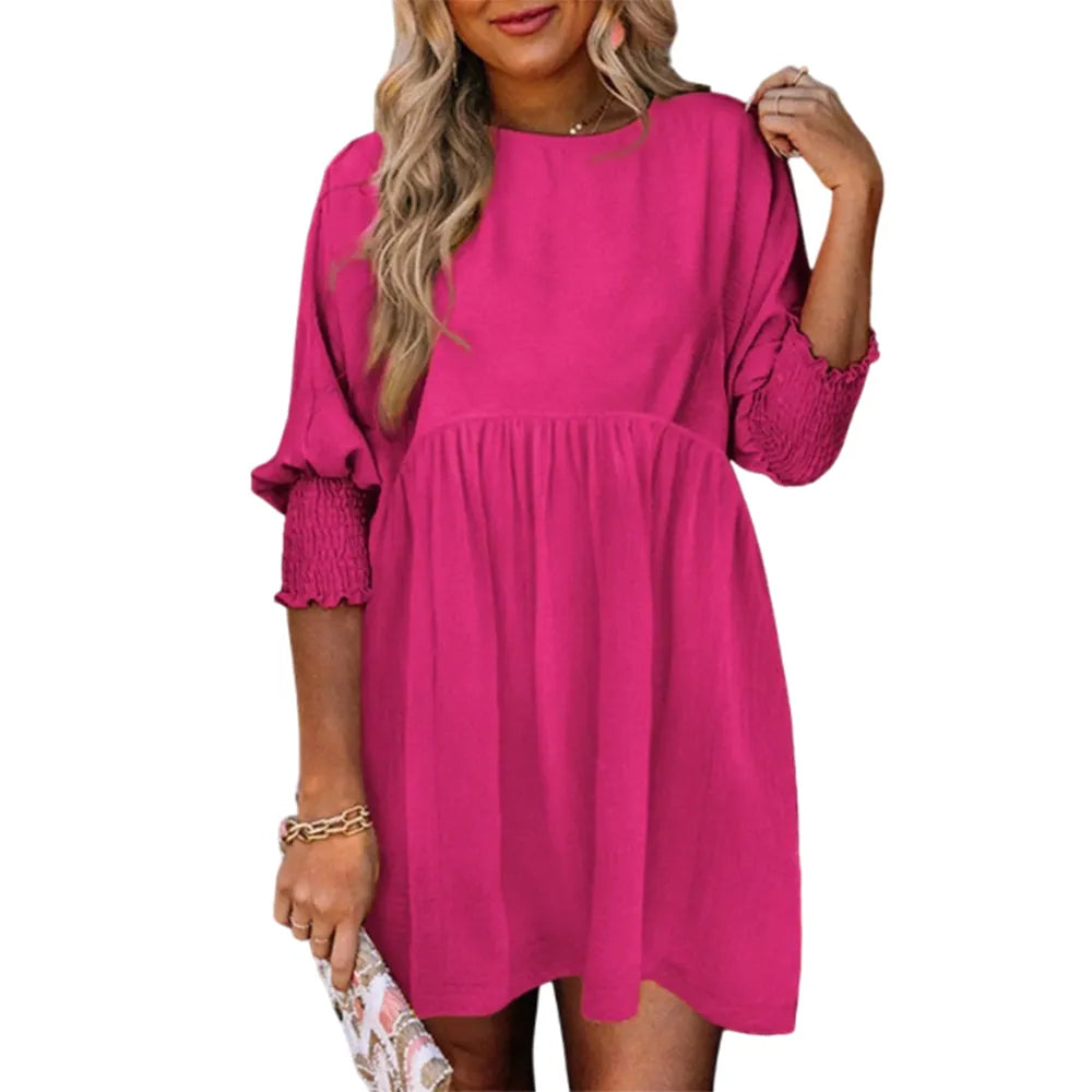Women's Cute Short Sleeve Flowy Swing Mini Tunic Dress ✨🌸 Casual Loose Fit Summer Dress