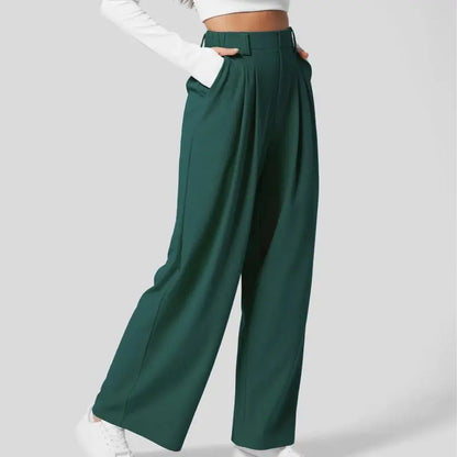 Flex High Waisted Pocket Wide Leg Waffle Work Pants