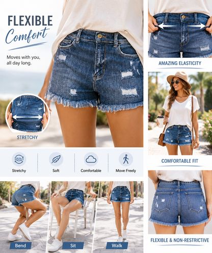 Women's Casual Mid-Rise Denim Shorts ✨ Relaxed Fit Everyday Summer Essential