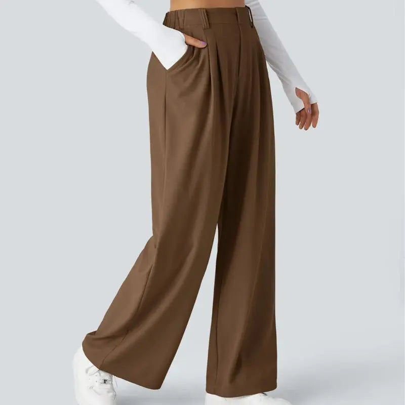 Flex High Waisted Pocket Wide Leg Waffle Work Pants