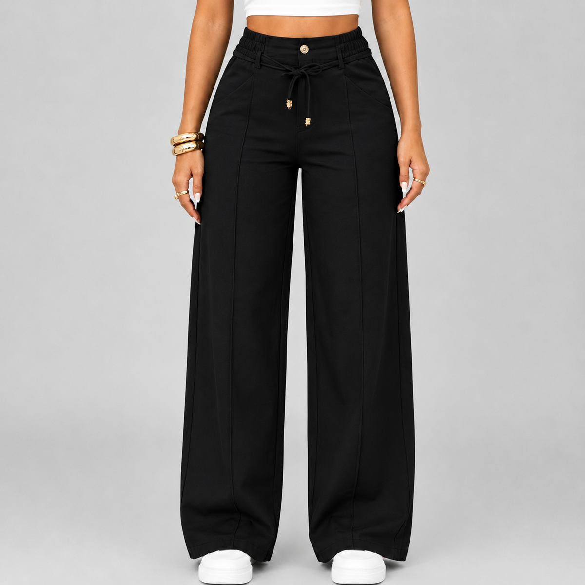 💥Last Day Promotion💥New Autumn Drawstring High Waist Wide Leg Pants