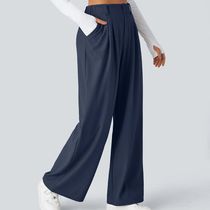 High Waisted Pocket Wide Leg Waffle Work Pants