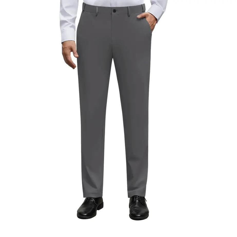 Men's Stretch Dress Pants – No Iron, Wrinkle-Resistant Business Casual Golf Pants with Expandable Waist