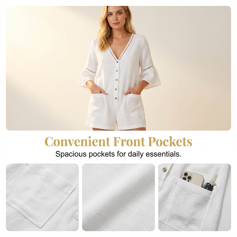 🔥Limited-time offer-Women's Summer V-Neck Jumpsuit with Bell Sleeves