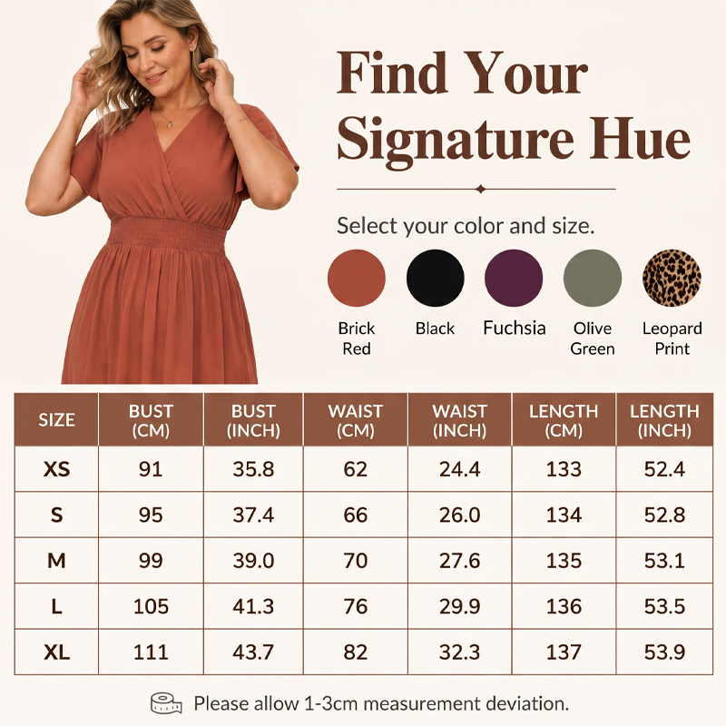 Women's Summer V-Neck Side Slit Maxi Dress