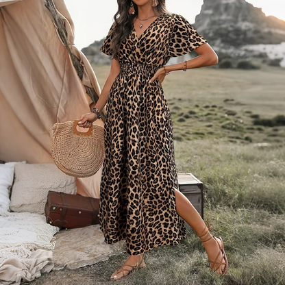 Women's Summer V-Neck Side Slit Maxi Dress