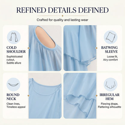 Women's Cold Shoulder Ruffle Top ✨ Flowy Short Sleeve Summer Blouse