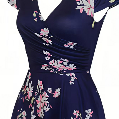 Women's Elegant Printed Dress with Pockets