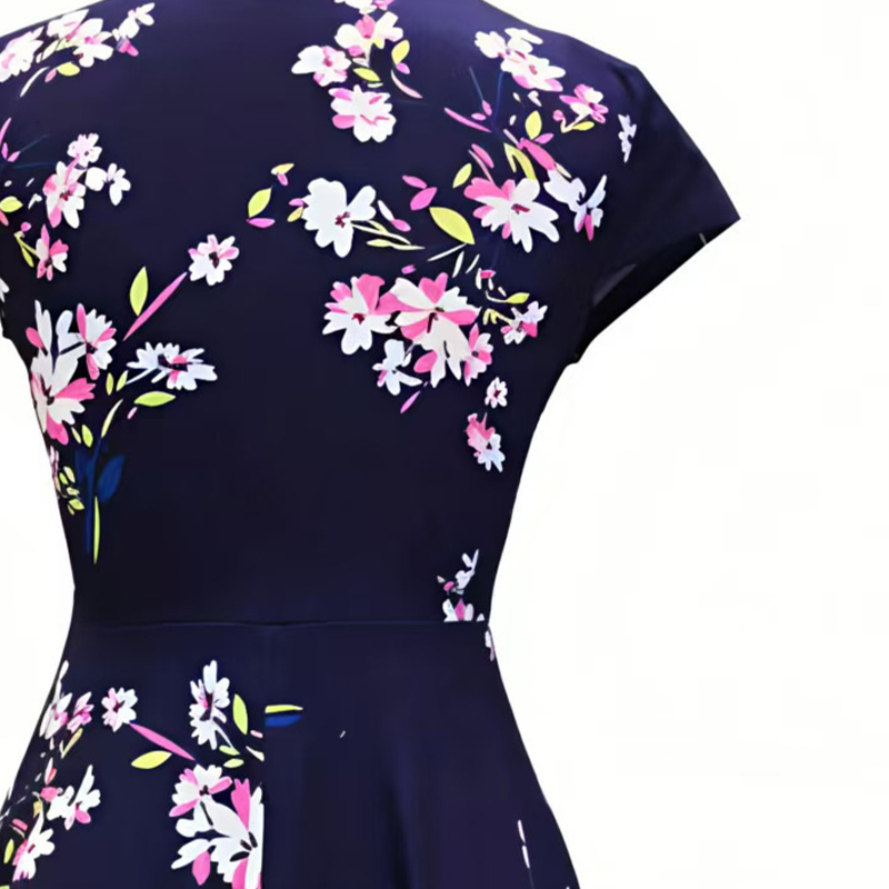 Women's Elegant Printed Dress with Pockets