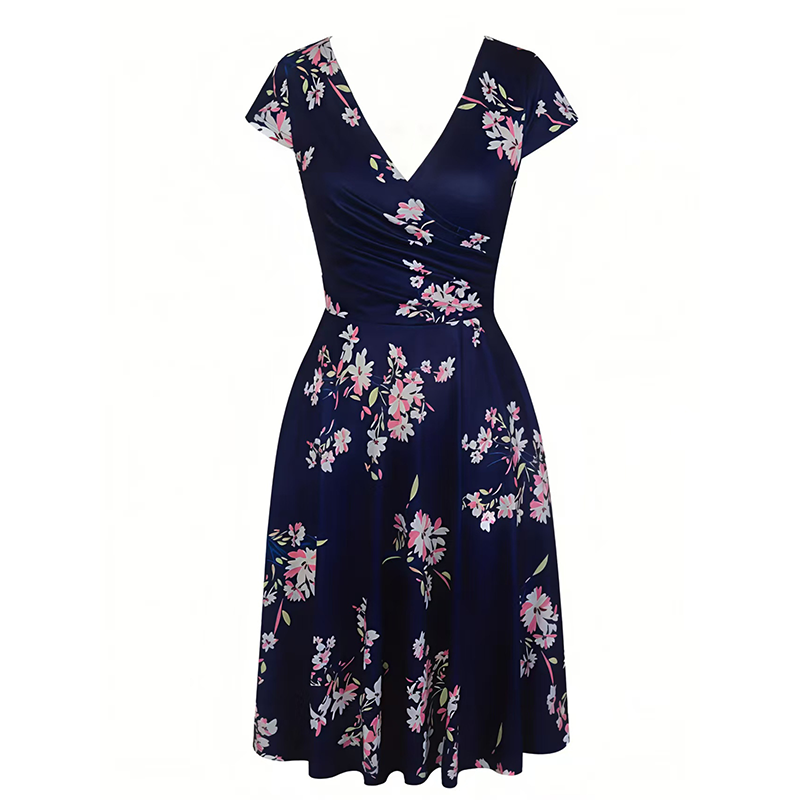 Women's Elegant Printed Dress with Pockets