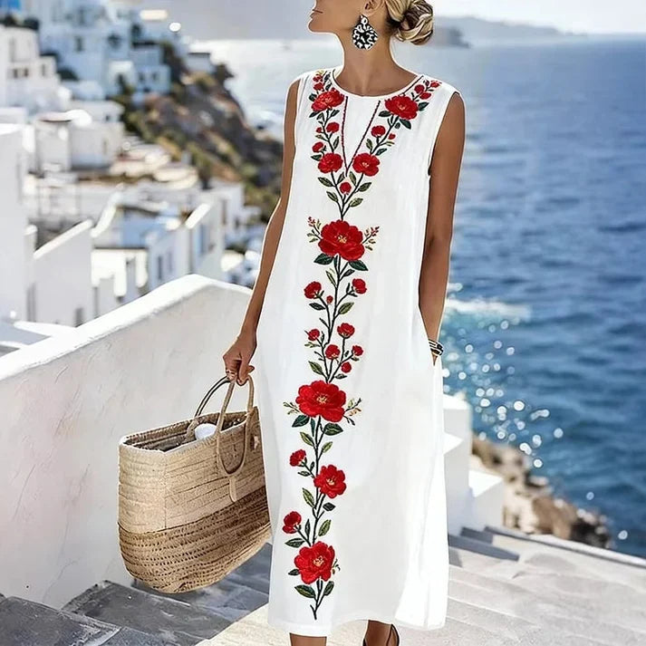 Women's Digital Print Sleeveless Maxi Dress