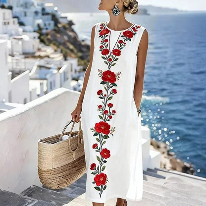 Women's Digital Print Sleeveless Maxi Dress