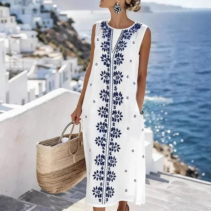 Women's Digital Print Sleeveless Maxi Dress