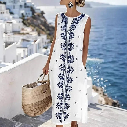 Women's Digital Print Sleeveless Maxi Dress