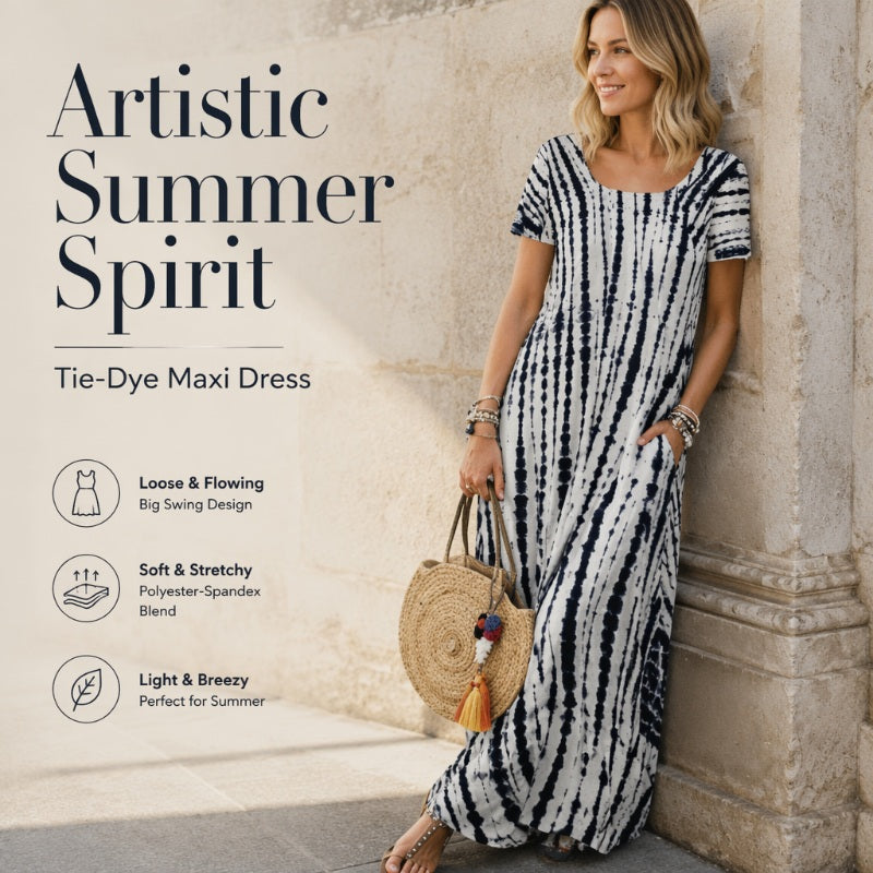 Women's Casual Loose Tie-Dye Print Dress