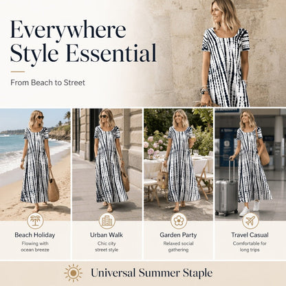 Women's Casual Loose Tie-Dye Print Dress