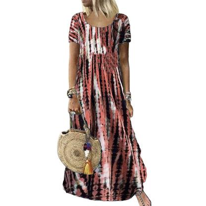 Women's Casual Loose Tie-Dye Print Dress