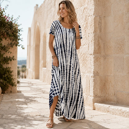 Women's Casual Loose Tie-Dye Print Dress