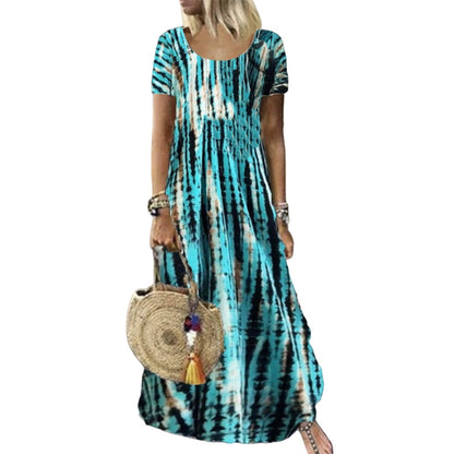 Women's Casual Loose Tie-Dye Print Dress