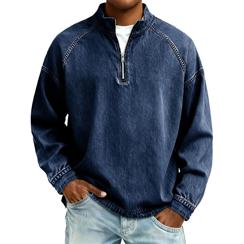 Men's Quarter-Zip Denim Pullover