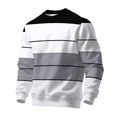 Men's Casual Crewneck Striped Sweatshirt